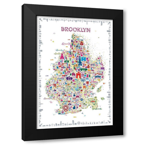 New York Collection-Brooklyn Black Modern Wood Framed Art Print by Esquer, Rafael