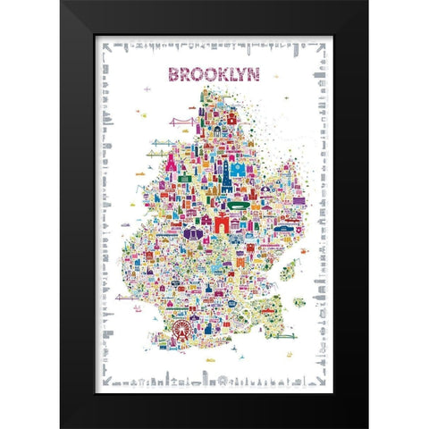 New York Collection-Brooklyn Black Modern Wood Framed Art Print by Esquer, Rafael