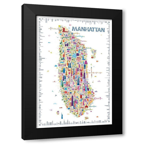 New York Collection-Manhattan Black Modern Wood Framed Art Print with Double Matting by Esquer, Rafael