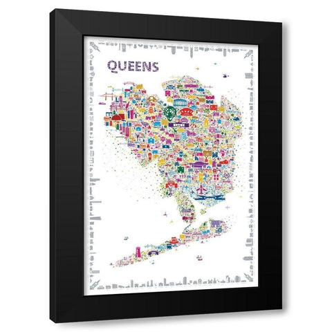 New York Collection-Queens Black Modern Wood Framed Art Print by Esquer, Rafael