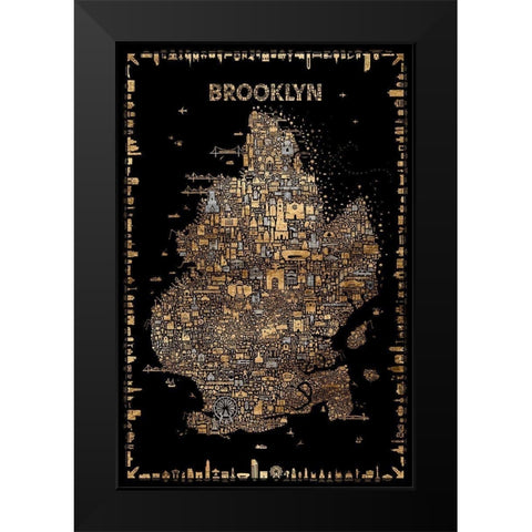 Glam New York Collection-Brooklyn Black Modern Wood Framed Art Print by Esquer, Rafael