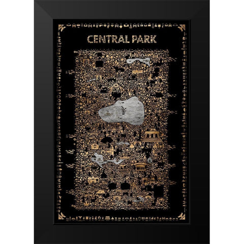Glam New York Collection-Central Park Black Modern Wood Framed Art Print by Esquer, Rafael