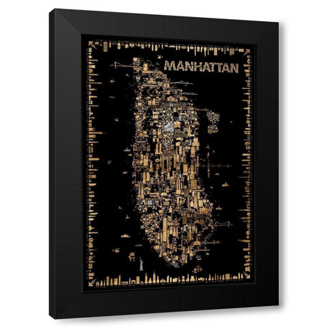 Glam New York Collection-Manhattan Black Modern Wood Framed Art Print with Double Matting by Esquer, Rafael