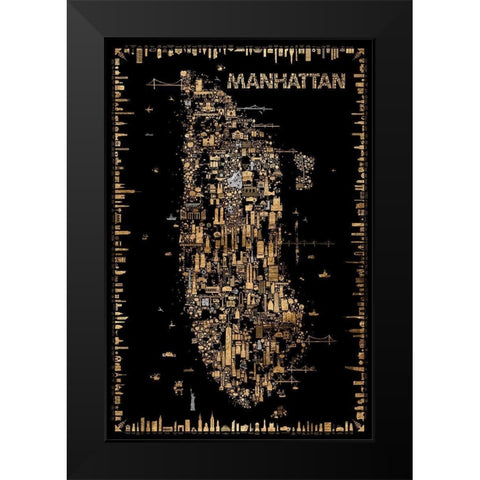 Glam New York Collection-Manhattan Black Modern Wood Framed Art Print by Esquer, Rafael