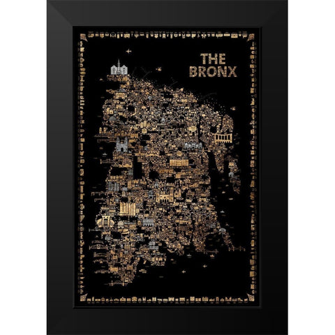 Glam New York Collection-Bronx Black Modern Wood Framed Art Print by Esquer, Rafael