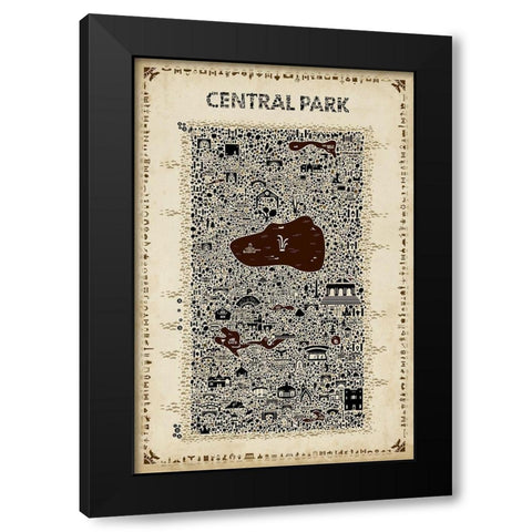 Antique New York Collection-Central Park Black Modern Wood Framed Art Print by Esquer, Rafael