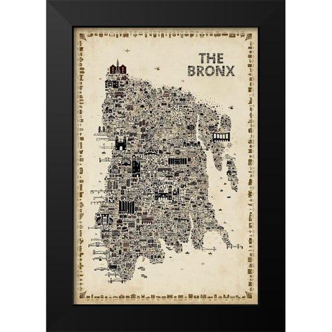 Antique New York Collection-Bronx Black Modern Wood Framed Art Print by Esquer, Rafael