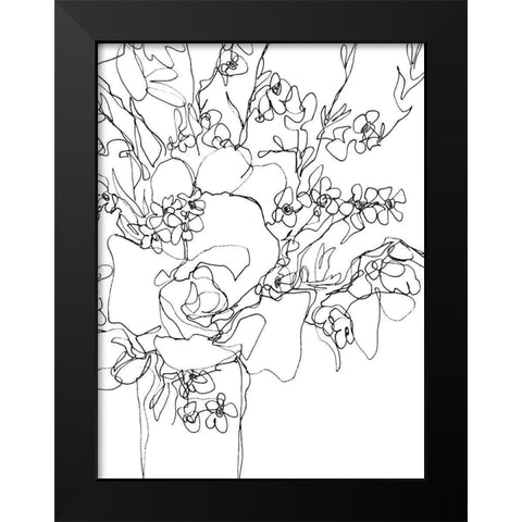 Contour Bouquet I Black Modern Wood Framed Art Print by Vess, June Erica
