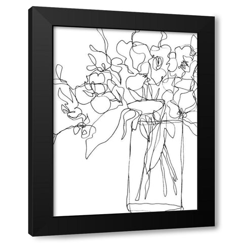 Contour Bouquet II Black Modern Wood Framed Art Print by Vess, June Erica