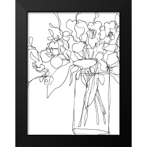 Contour Bouquet II Black Modern Wood Framed Art Print by Vess, June Erica