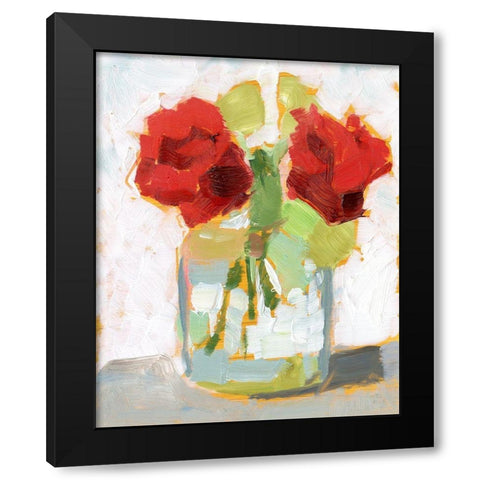 Cut Roses II Black Modern Wood Framed Art Print with Double Matting by Harper, Ethan