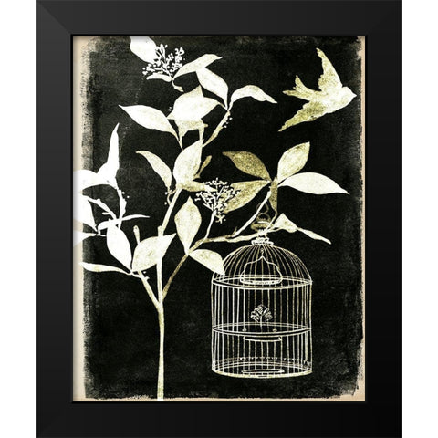 Branch and Bird I Black Modern Wood Framed Art Print by Wang, Melissa