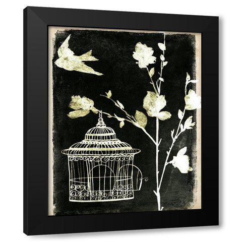 Branch and Bird II Black Modern Wood Framed Art Print by Wang, Melissa