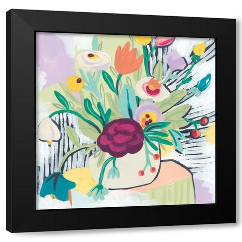 Fauvist Floral I Black Modern Wood Framed Art Print with Double Matting by Vess, June Erica