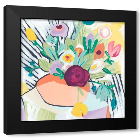 Fauvist Floral II Black Modern Wood Framed Art Print with Double Matting by Vess, June Erica