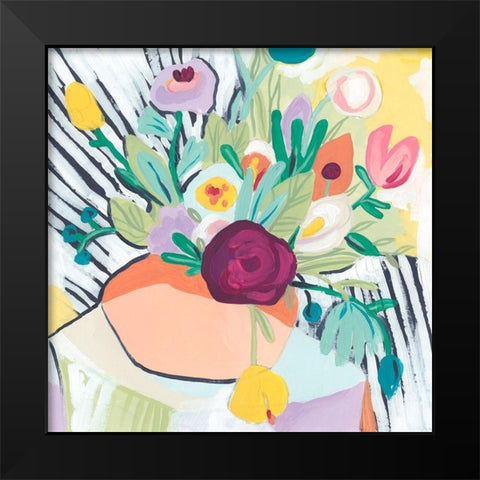 Fauvist Floral II Black Modern Wood Framed Art Print by Vess, June Erica