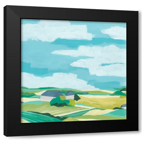 Village Valley I Black Modern Wood Framed Art Print with Double Matting by Vess, June Erica