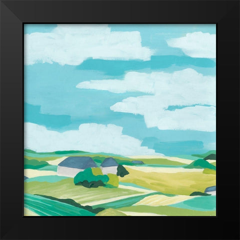 Village Valley I Black Modern Wood Framed Art Print by Vess, June Erica