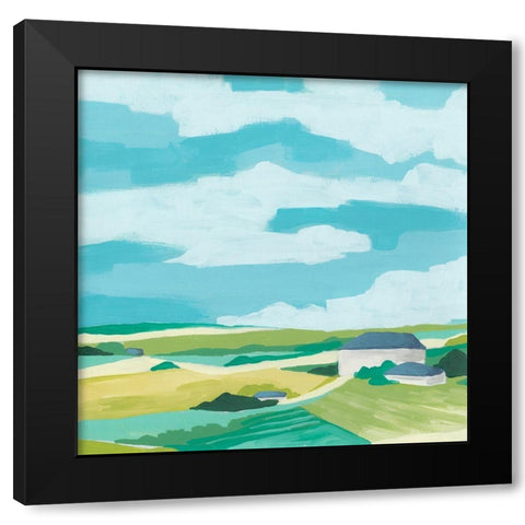 Village Valley II Black Modern Wood Framed Art Print with Double Matting by Vess, June Erica