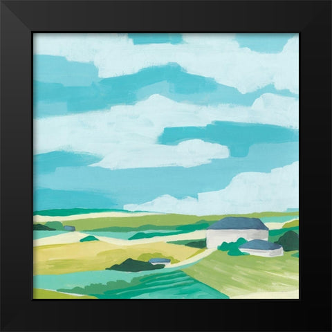 Village Valley II Black Modern Wood Framed Art Print by Vess, June Erica