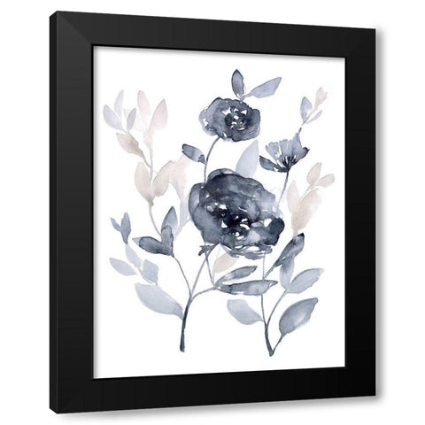 Peonies in Grey II Black Modern Wood Framed Art Print with Double Matting by Goldberger, Jennifer