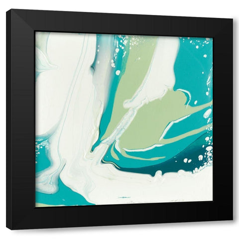 Flowing Teal II Black Modern Wood Framed Art Print by Studio W