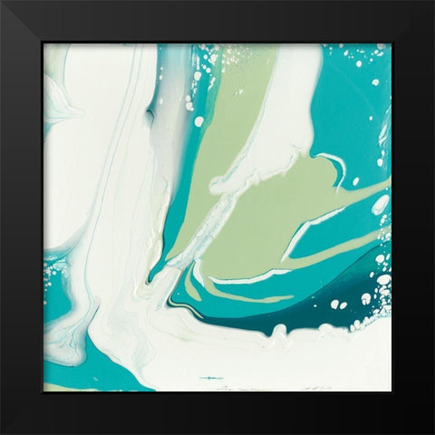 Flowing Teal II Black Modern Wood Framed Art Print by Studio W