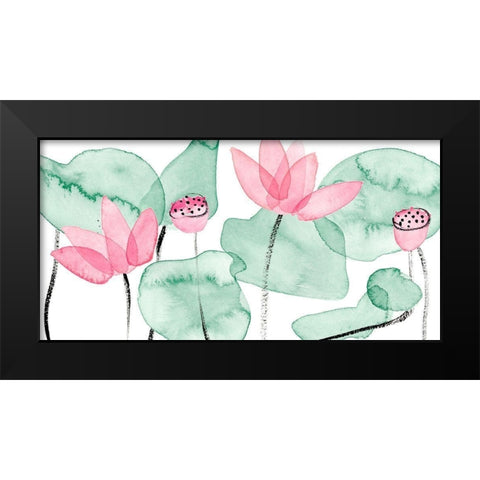 Lotus in Nature I Black Modern Wood Framed Art Print by Wang, Melissa