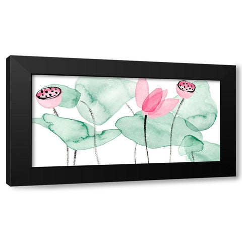 Lotus in Nature II Black Modern Wood Framed Art Print with Double Matting by Wang, Melissa