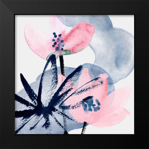 Pink Water Lilies I Black Modern Wood Framed Art Print by Wang, Melissa