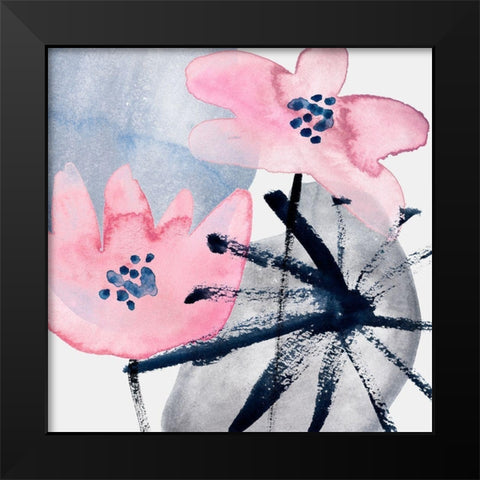 Pink Water Lilies III Black Modern Wood Framed Art Print by Wang, Melissa