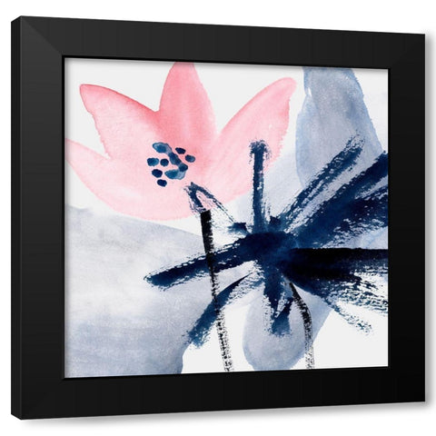 Pink Water Lilies IV Black Modern Wood Framed Art Print with Double Matting by Wang, Melissa