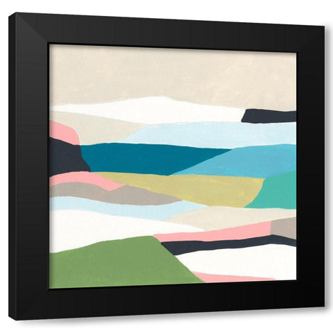 Layerscape I Black Modern Wood Framed Art Print with Double Matting by Vess, June Erica