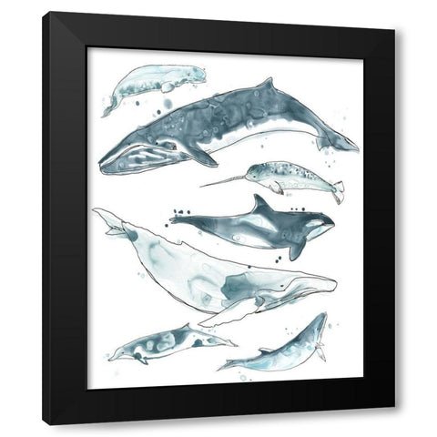 3-UP Cetacea I Black Modern Wood Framed Art Print by Vess, June Erica