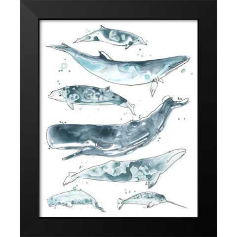 3-UP Cetacea II Black Modern Wood Framed Art Print by Vess, June Erica