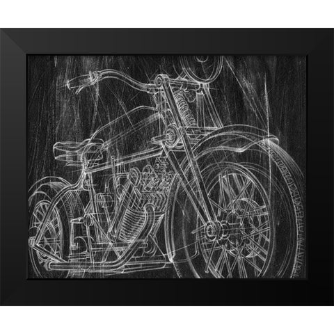 3-UP Motorcycle Mechanical Sketch I Black Modern Wood Framed Art Print by Harper, Ethan