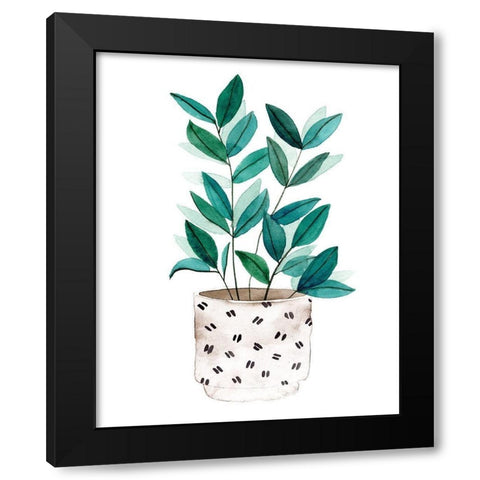 Plant in a Pot I Black Modern Wood Framed Art Print with Double Matting by Wang, Melissa