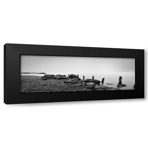 Black and White Water Panel I Black Modern Wood Framed Art Print with Double Matting by McLoughlin, James