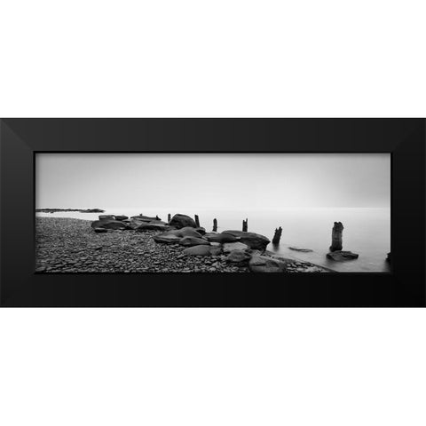 Black and White Water Panel I Black Modern Wood Framed Art Print by McLoughlin, James