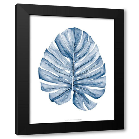 Indigo Tropical Leaves I Black Modern Wood Framed Art Print with Double Matting by Meagher, Megan