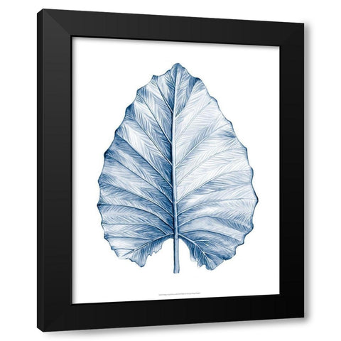 Indigo Tropical Leaves III Black Modern Wood Framed Art Print by Meagher, Megan
