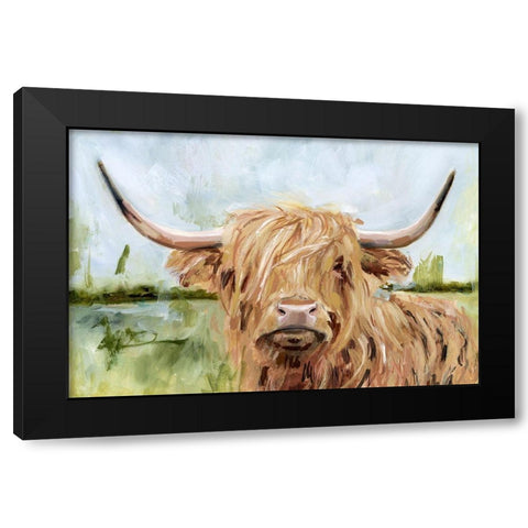 Custom Highland Grazer I Black Modern Wood Framed Art Print with Double Matting by Borges, Victoria