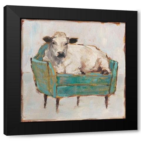 Custom Moo-ving In I Black Modern Wood Framed Art Print with Double Matting by Harper, Ethan