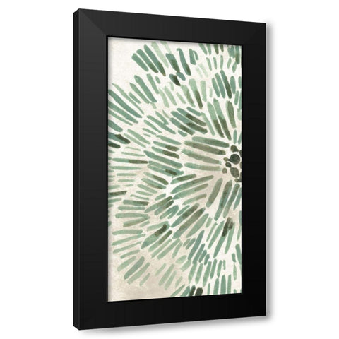 Green Flowerhead I Black Modern Wood Framed Art Print by Vess, June Erica