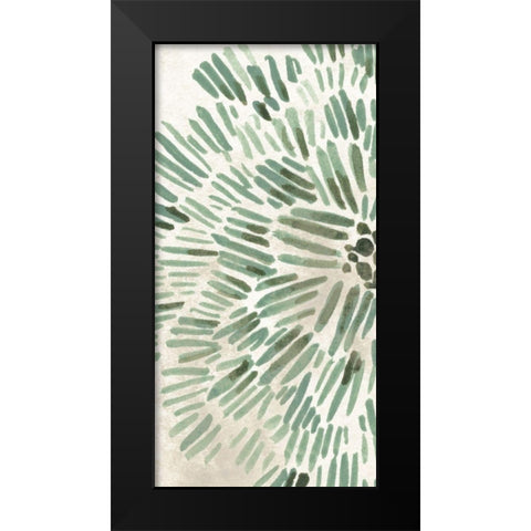 Green Flowerhead I Black Modern Wood Framed Art Print by Vess, June Erica