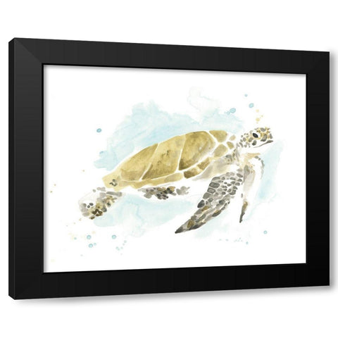 Watercolor Sea Turtle Study I Black Modern Wood Framed Art Print with Double Matting by Vess, June Erica