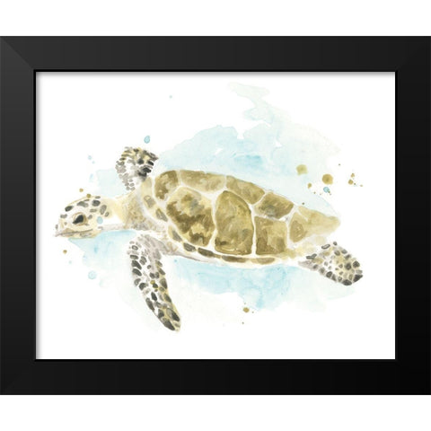 Watercolor Sea Turtle Study II Black Modern Wood Framed Art Print by Vess, June Erica