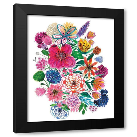 Free Floral I Black Modern Wood Framed Art Print with Double Matting by Hernandez, Larisa