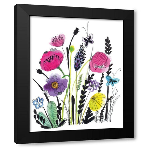 Free Floral IV Black Modern Wood Framed Art Print with Double Matting by Hernandez, Larisa