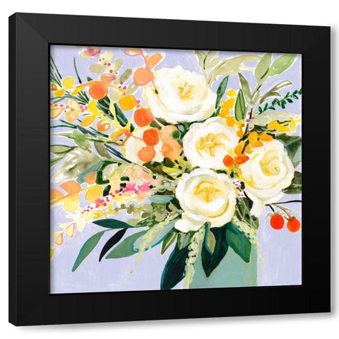 Garden Rose Bouquet I Black Modern Wood Framed Art Print by Borges, Victoria